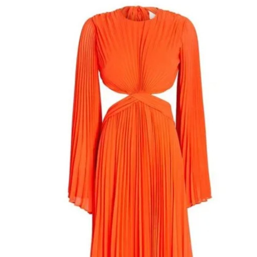 ALEXIS Laurnea Open-Back Plissé Chiffon Maxi Dress (Size Medium) (never worn)